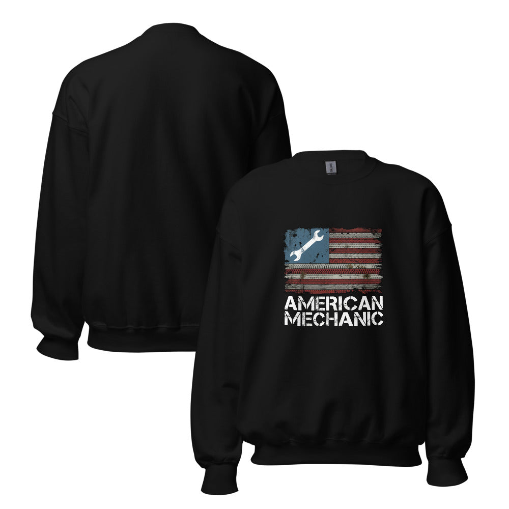 Mechanic - American Flag Tire Tracks Sweatshirt