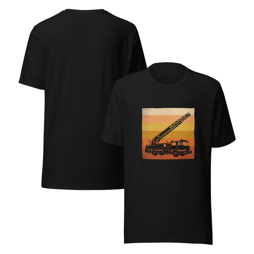 Firefighter - Ladder Truck Retro Sunset Shirt