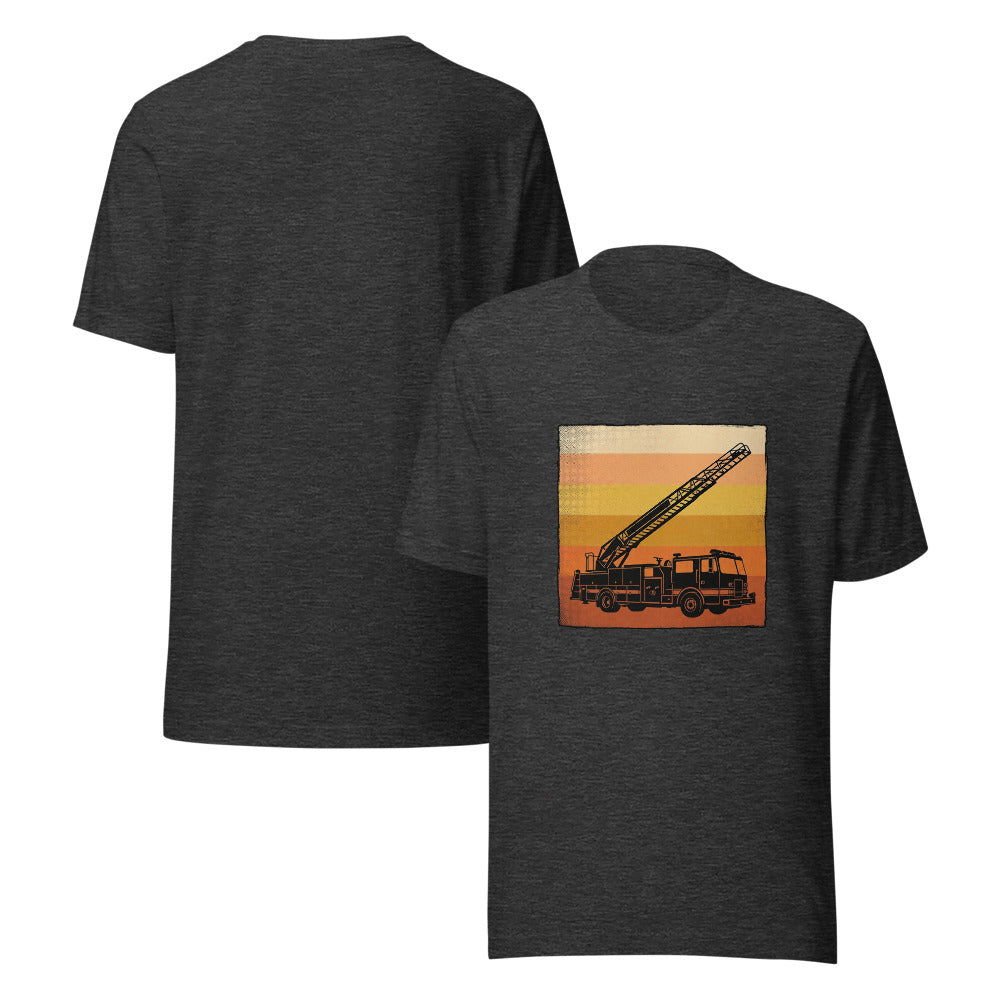 Firefighter - Ladder Truck Retro Sunset Shirt