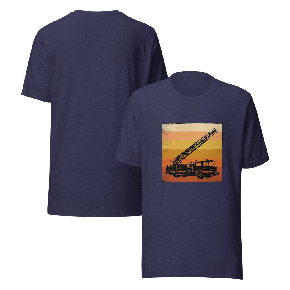 Firefighter - Ladder Truck Retro Sunset Shirt