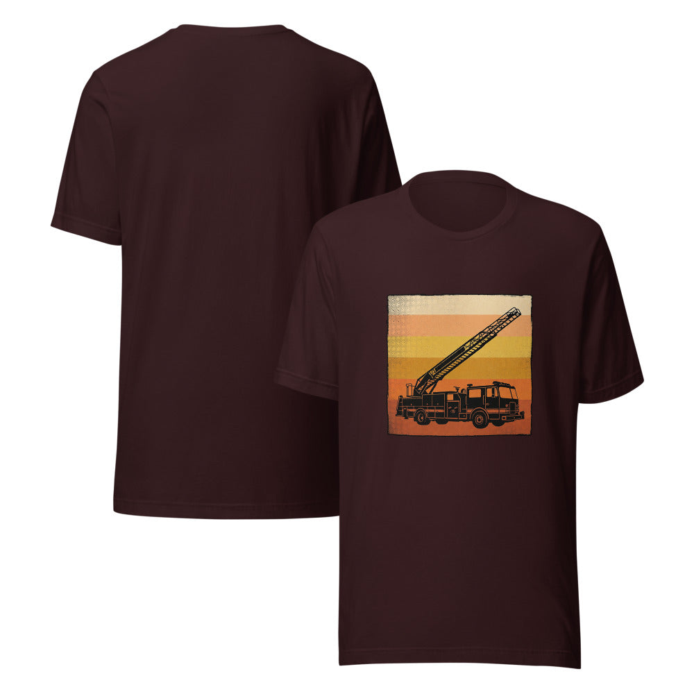 Firefighter - Ladder Truck Retro Sunset Shirt
